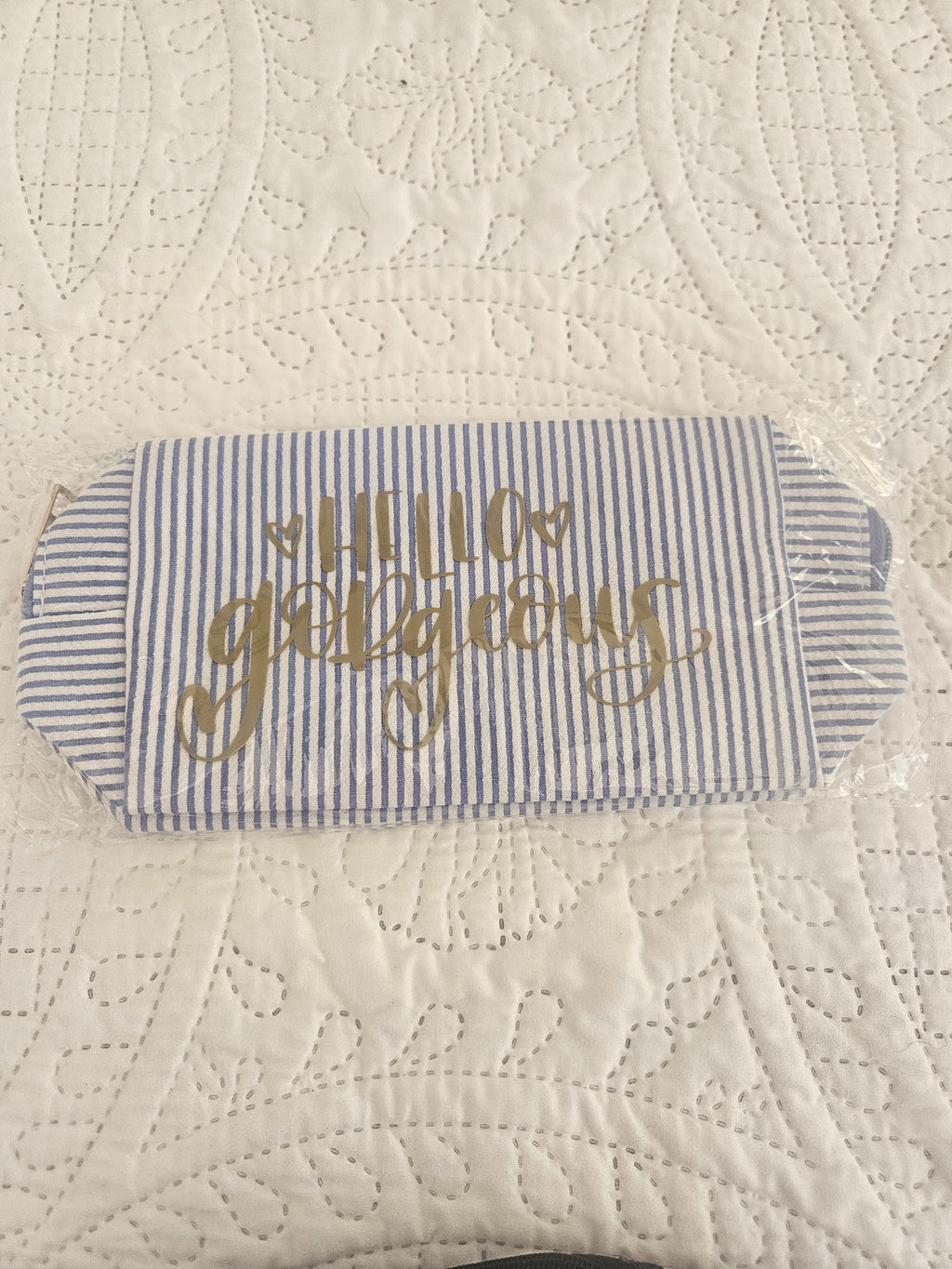 Seersucker makeup bag
