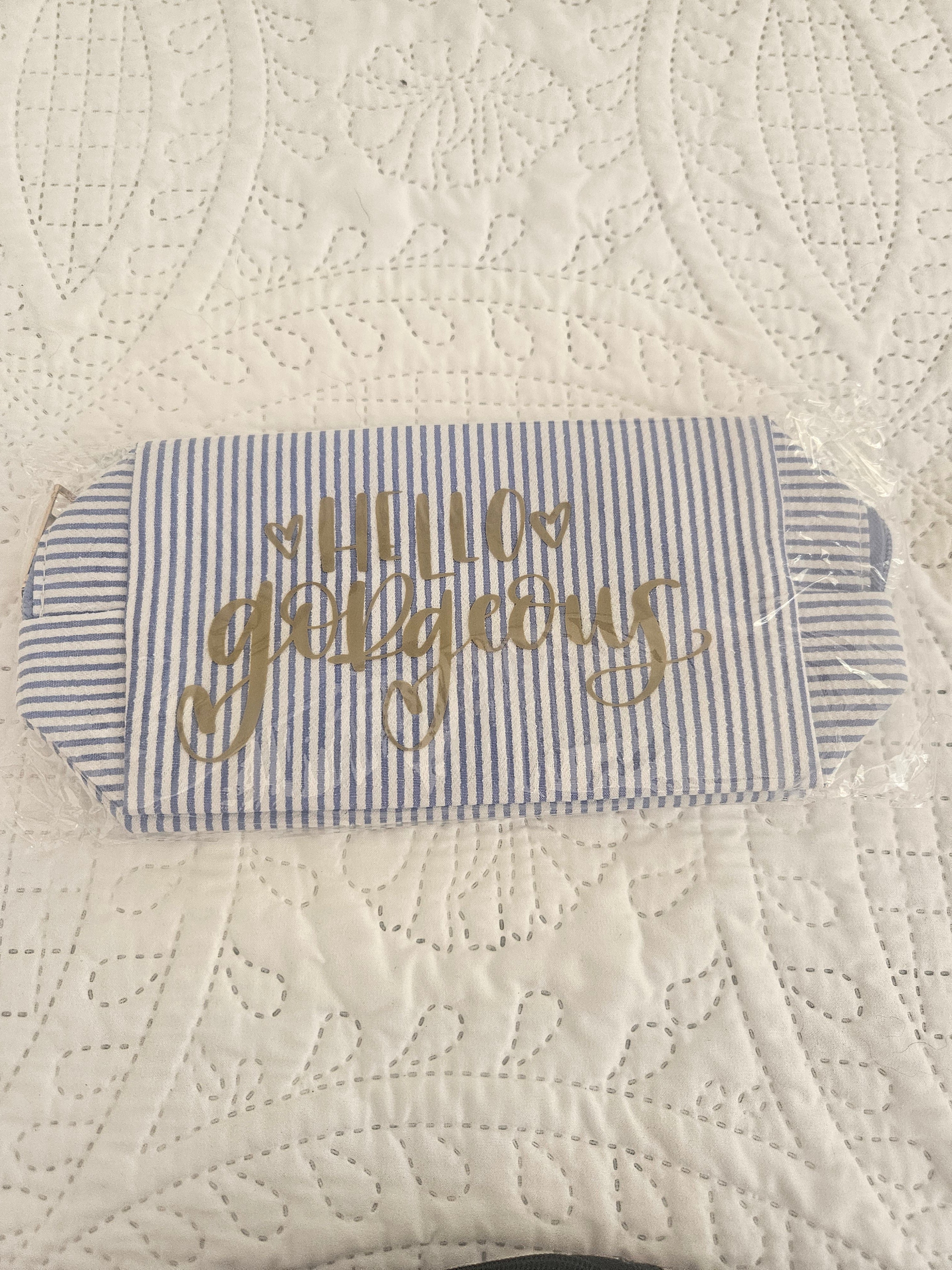 Seersucker makeup bag