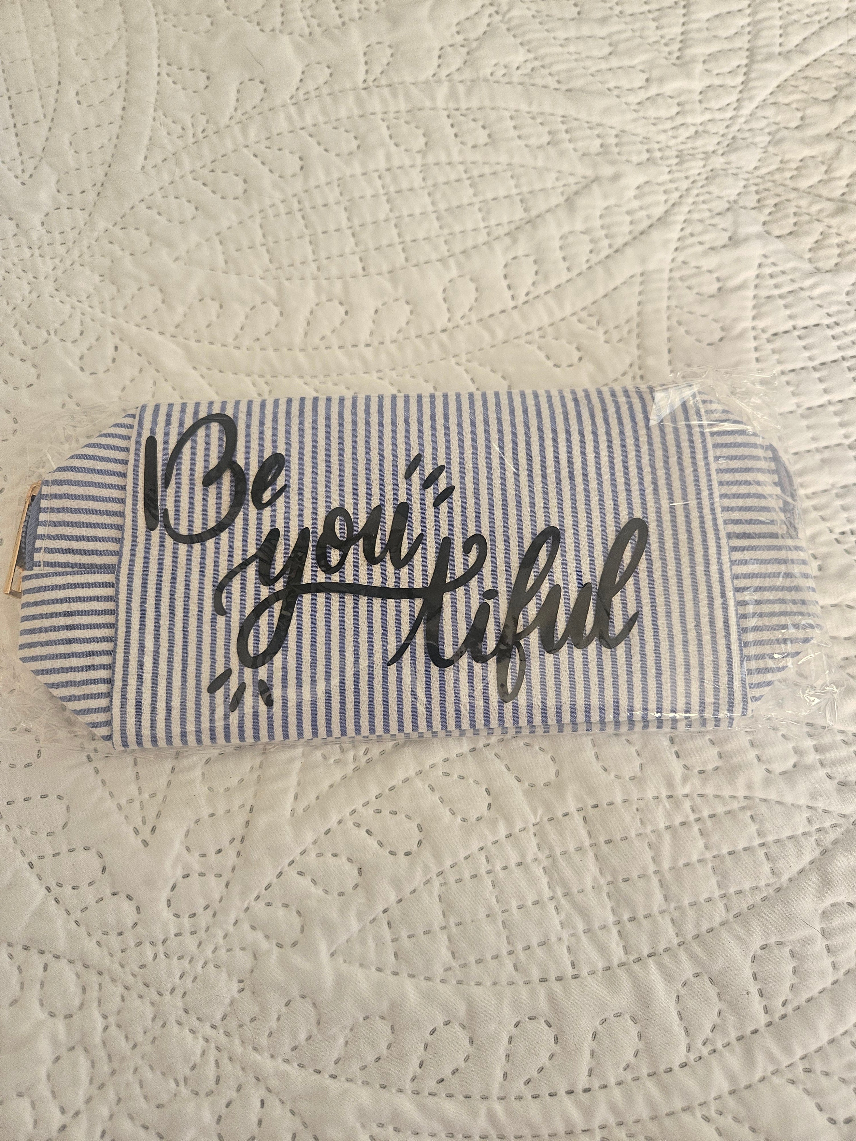 Seersucker makeup bag